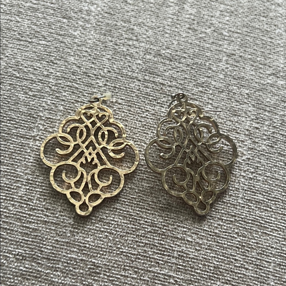 Gold and Silver Filigree Earrings